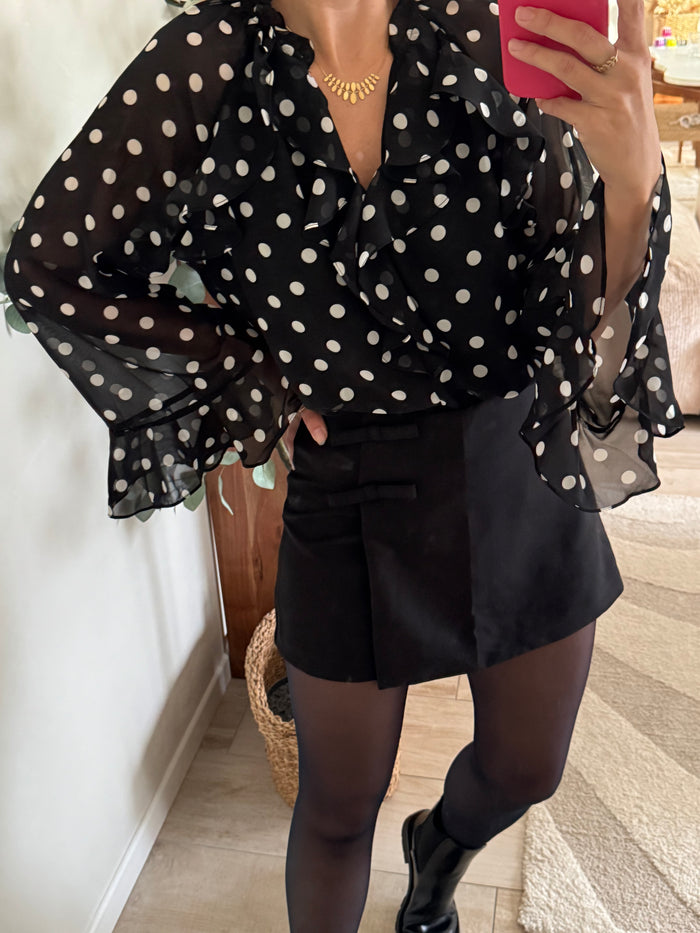 Blouse noir à pois