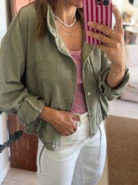 Veste en jean kaki