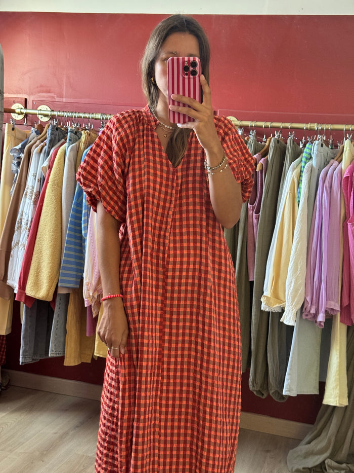 Robe longue vichy