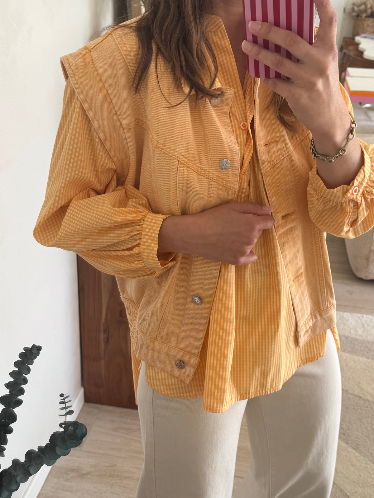 Veste en jean sans manche Violette