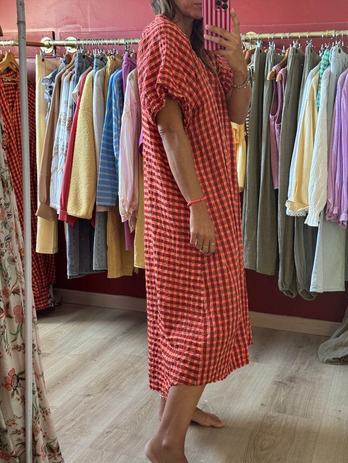 Robe longue vichy