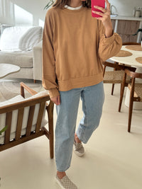 Sweat oversize camel femme