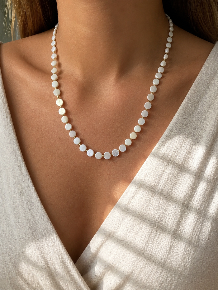 Collier perles blanches