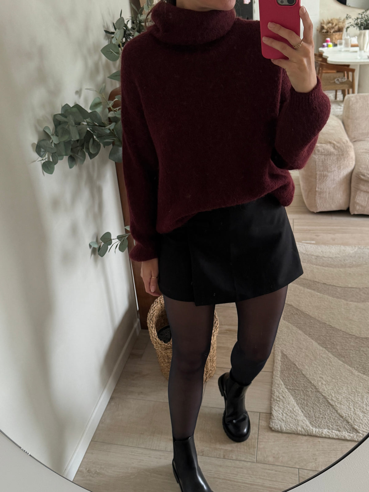 Pull col roulé Bordeaux