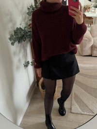 Pull col roulé Bordeaux