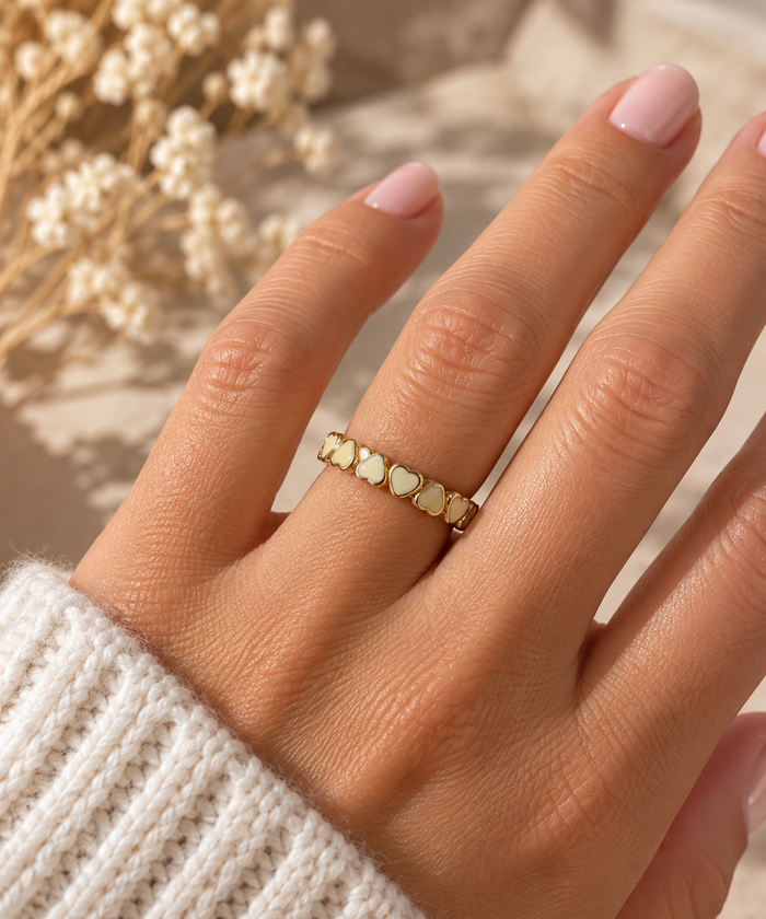 Bague fine cœurs