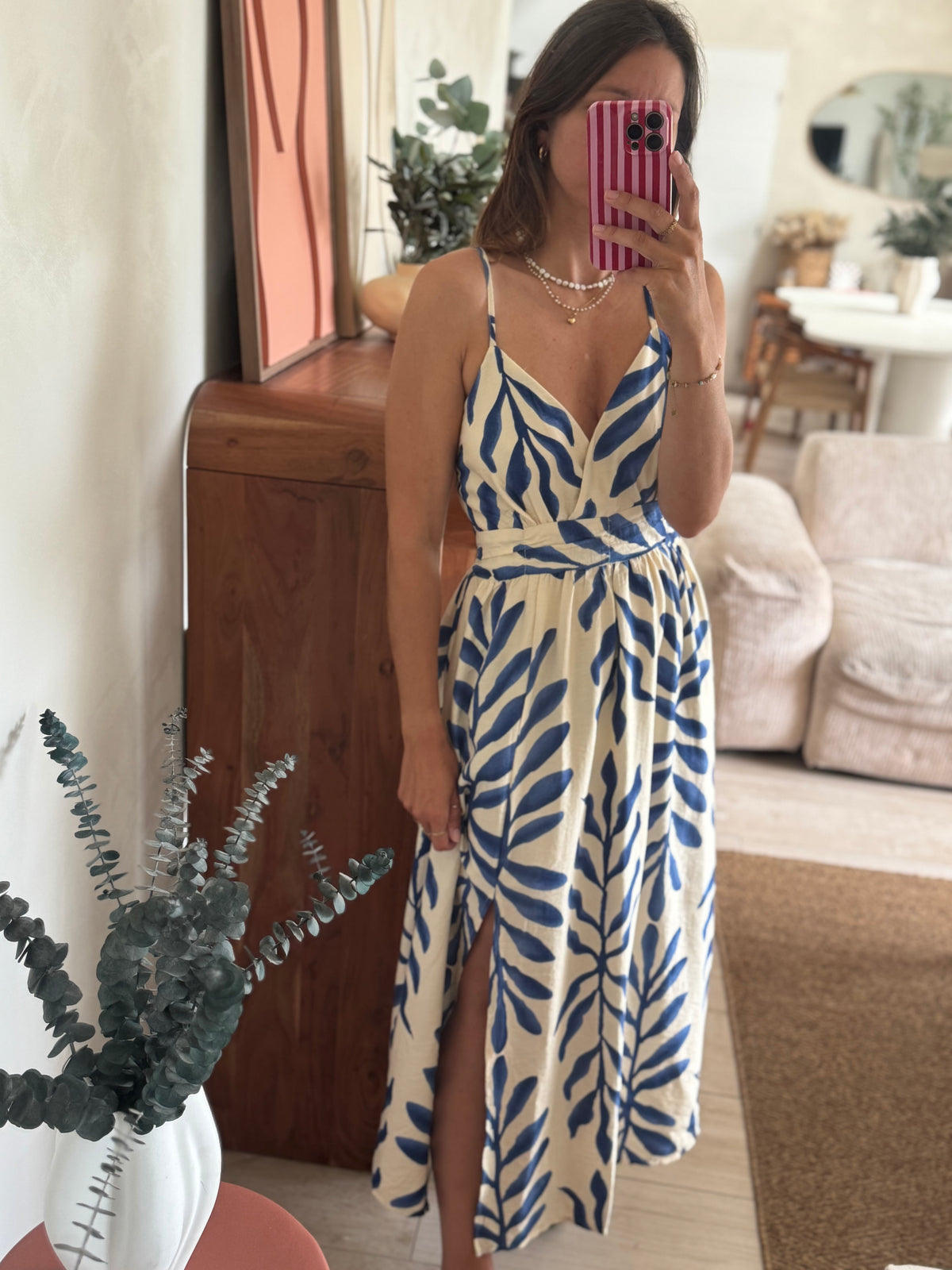 Robe écru et bleu Fanny