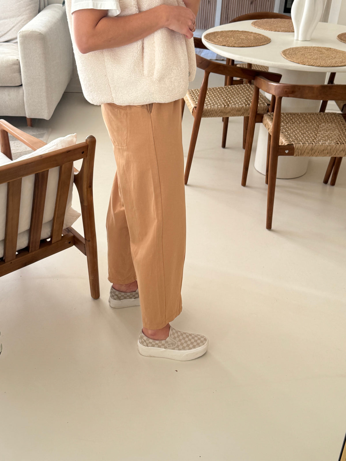 Pantalon barrel camel