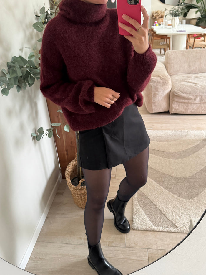 Pull col roulé Bordeaux