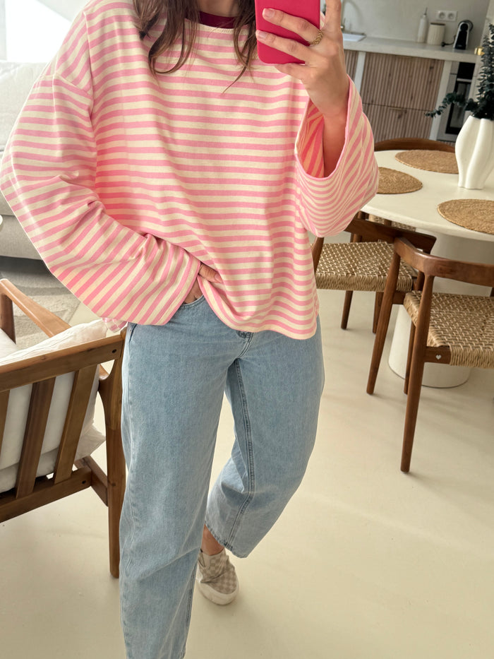 T-shirt rayé rose femme 