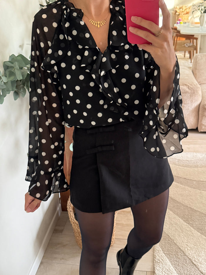 Blouse noir à pois