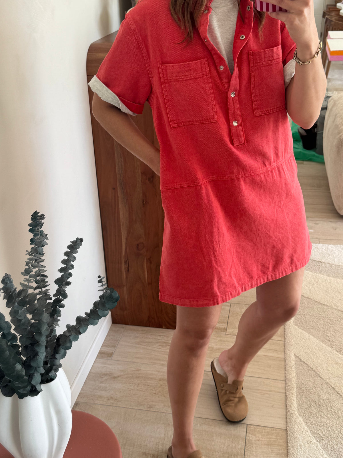 Robe en jean rouge Edwina