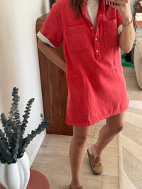 Robe en jean rouge Edwina