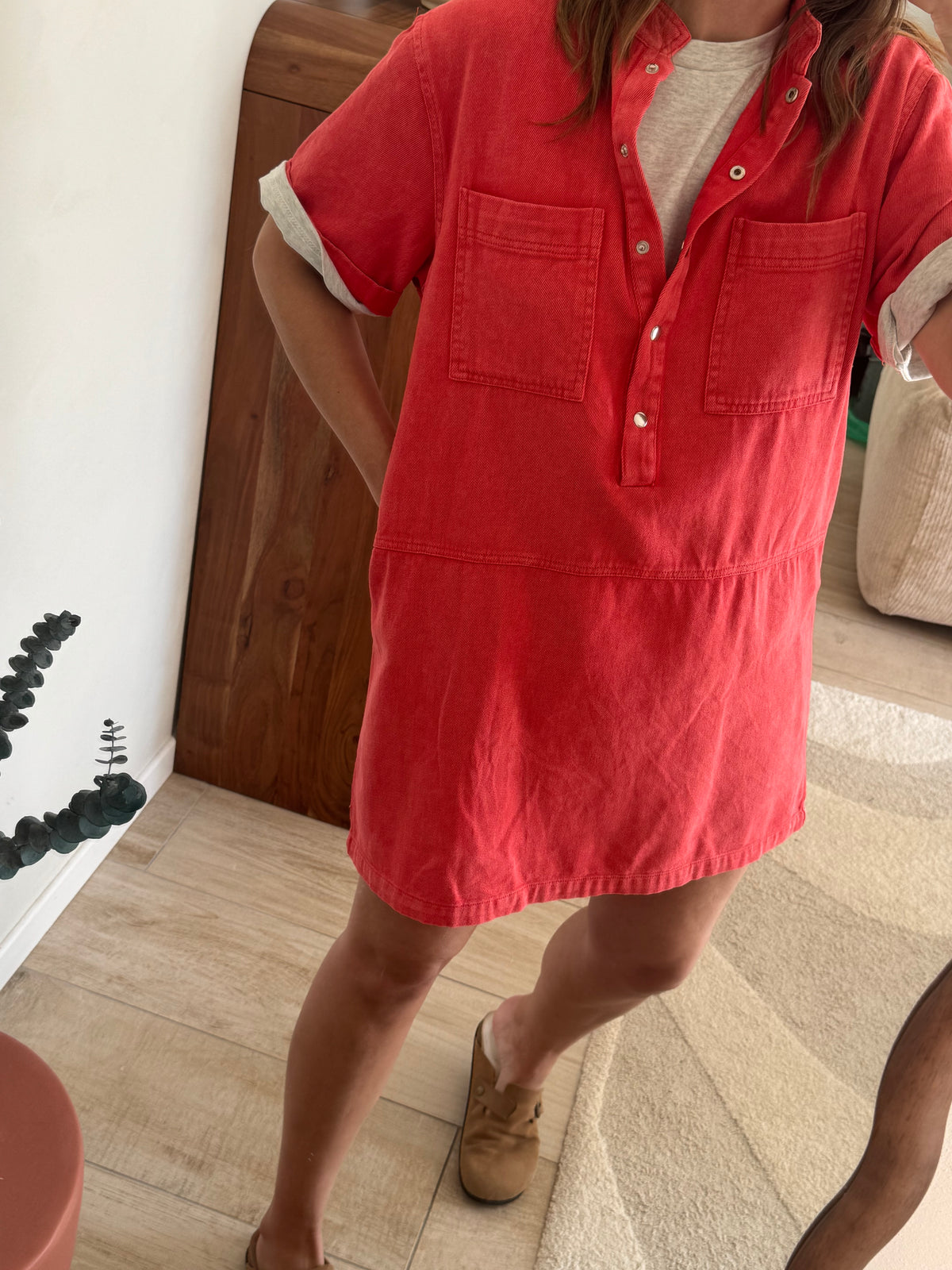 Robe en jean rouge Edwina