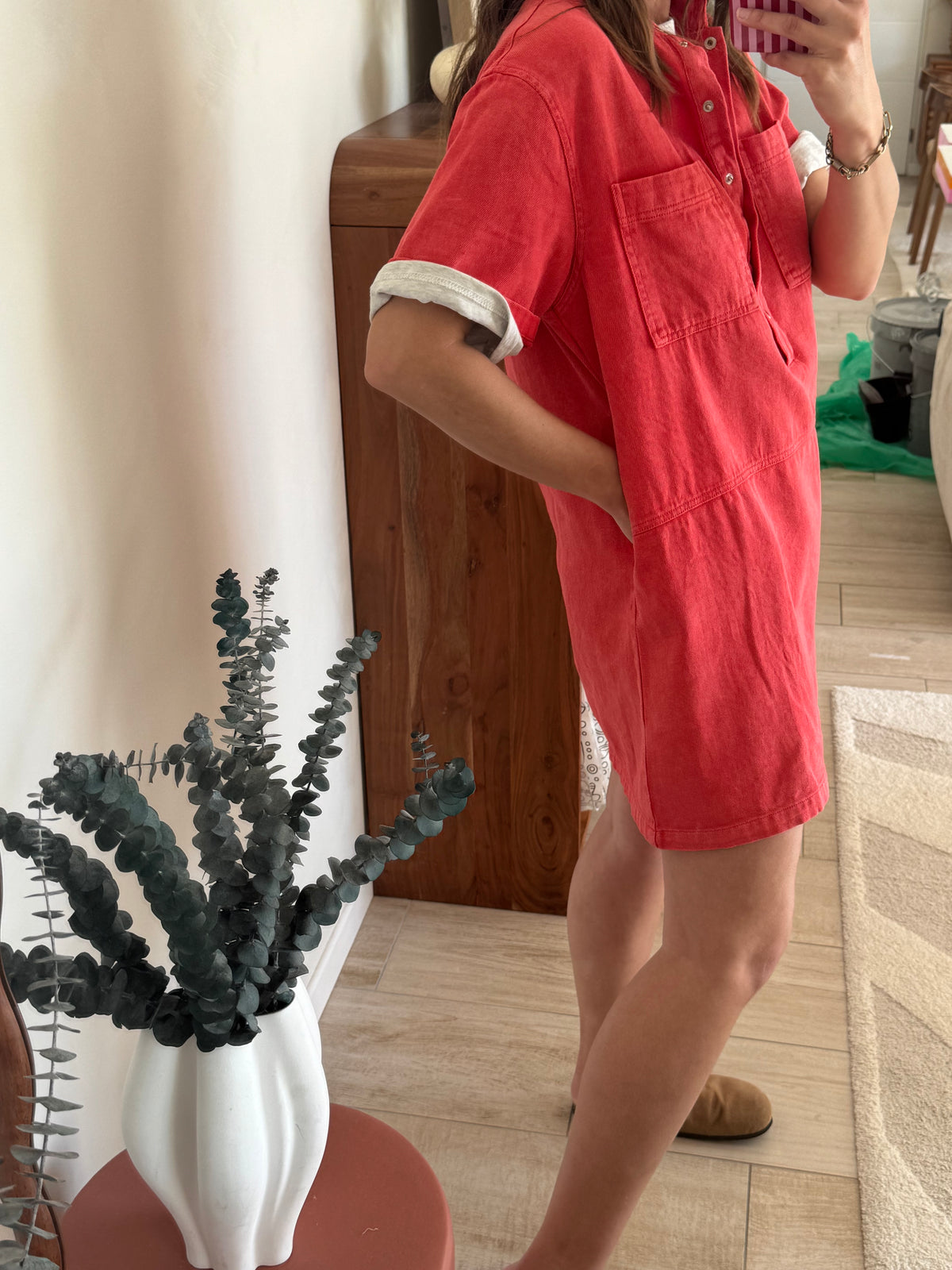 Robe en jean rouge Edwina
