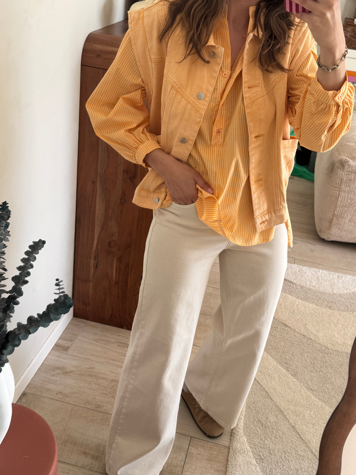 Veste en jean sans manche Violette