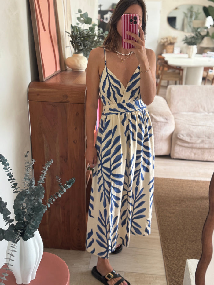 Robe écru et bleu Fanny