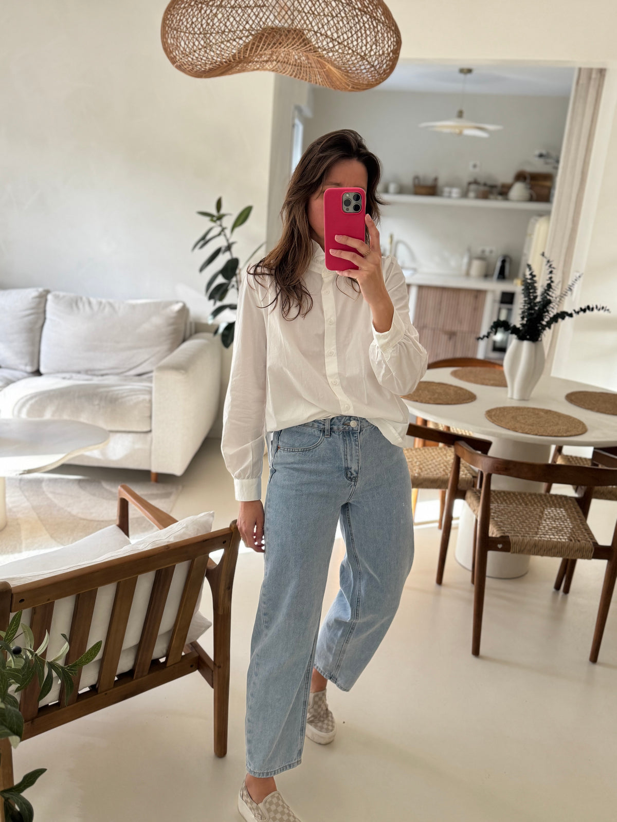 Chemise blanche femme à col volanté