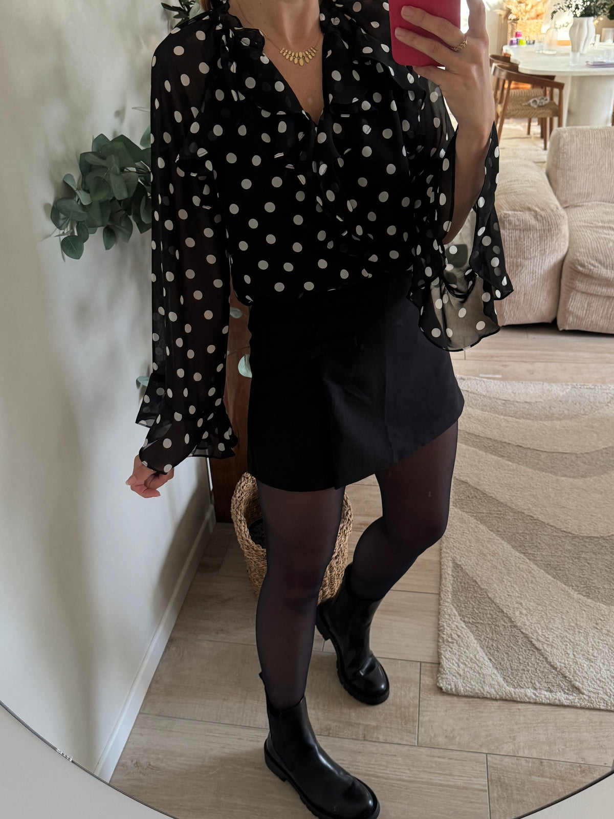 Blouse noir à pois