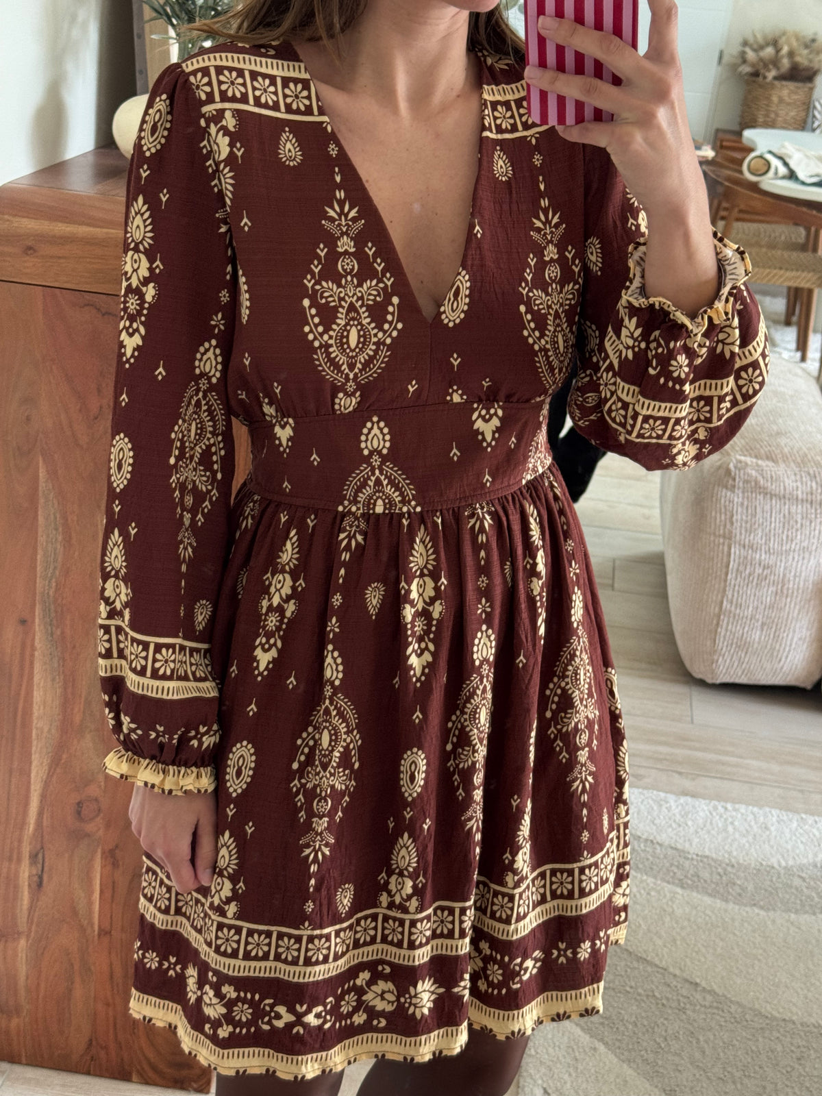 Robe chocolat à motif
