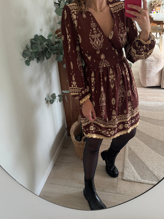 Robe chocolat à motif