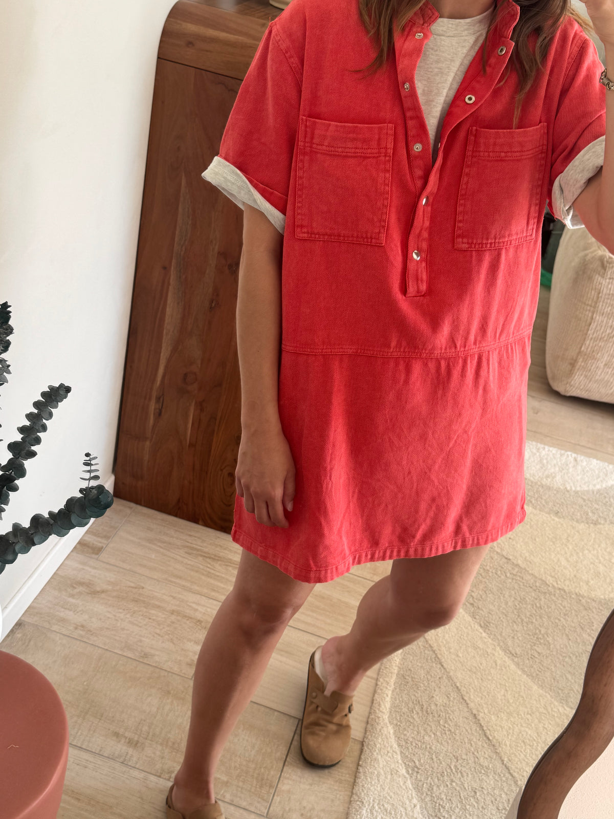 Robe en jean rouge Edwina
