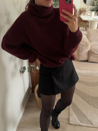 Pull col roulé Bordeaux