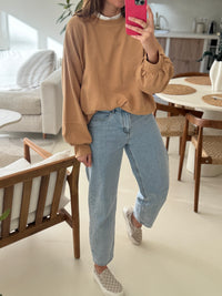 Sweat fin oversize camel