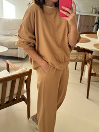 Sweat fin oversize camel