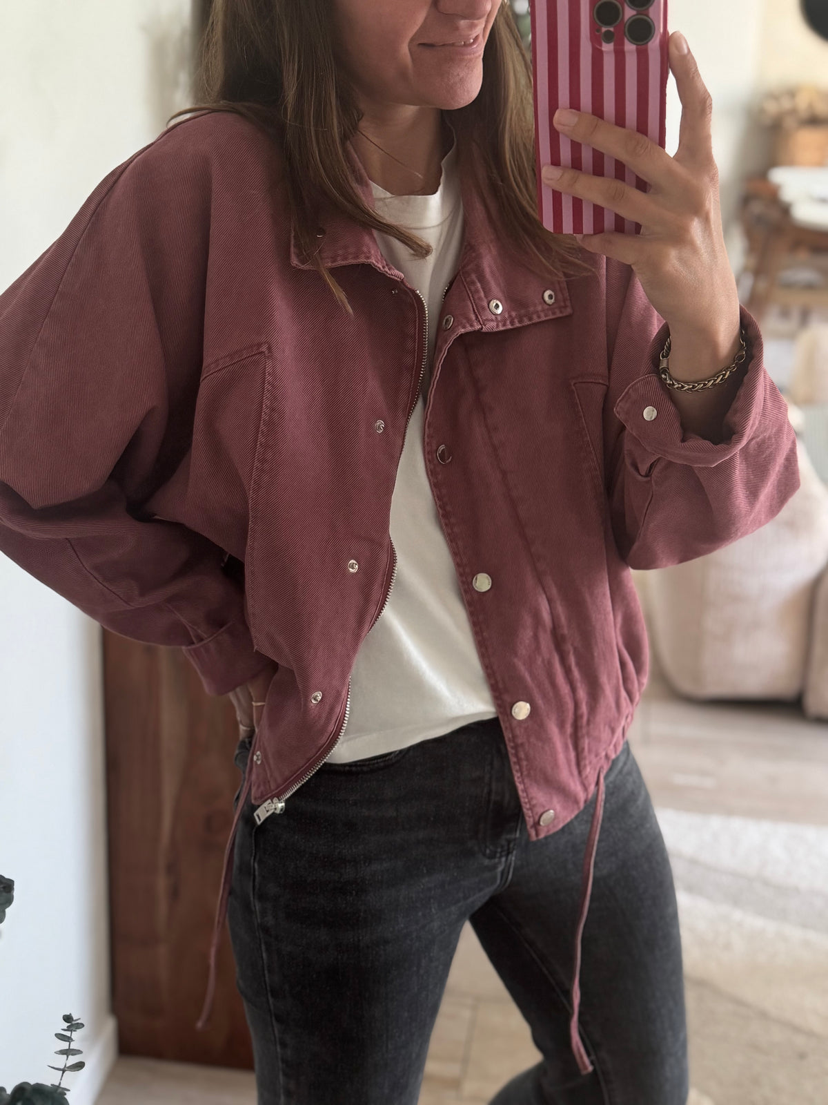 Veste en jean rose