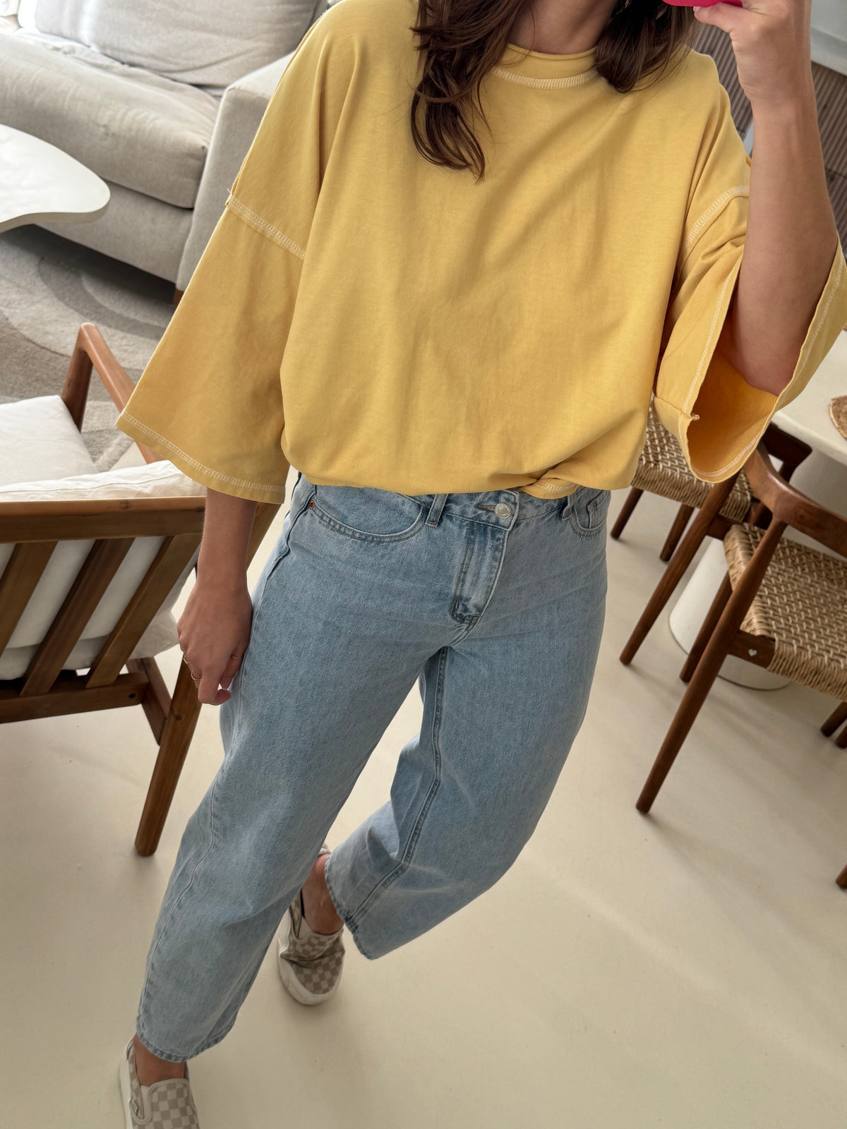 Haut jaune manches larges