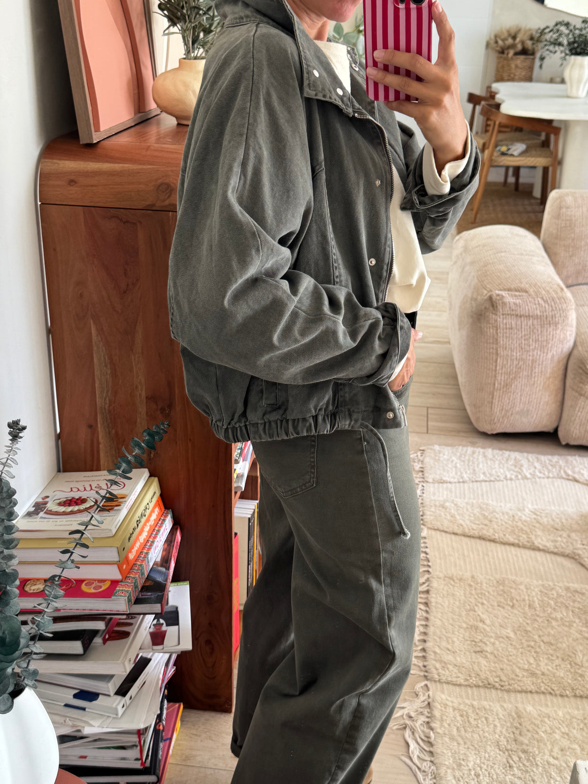 Veste en jean kaki Ted