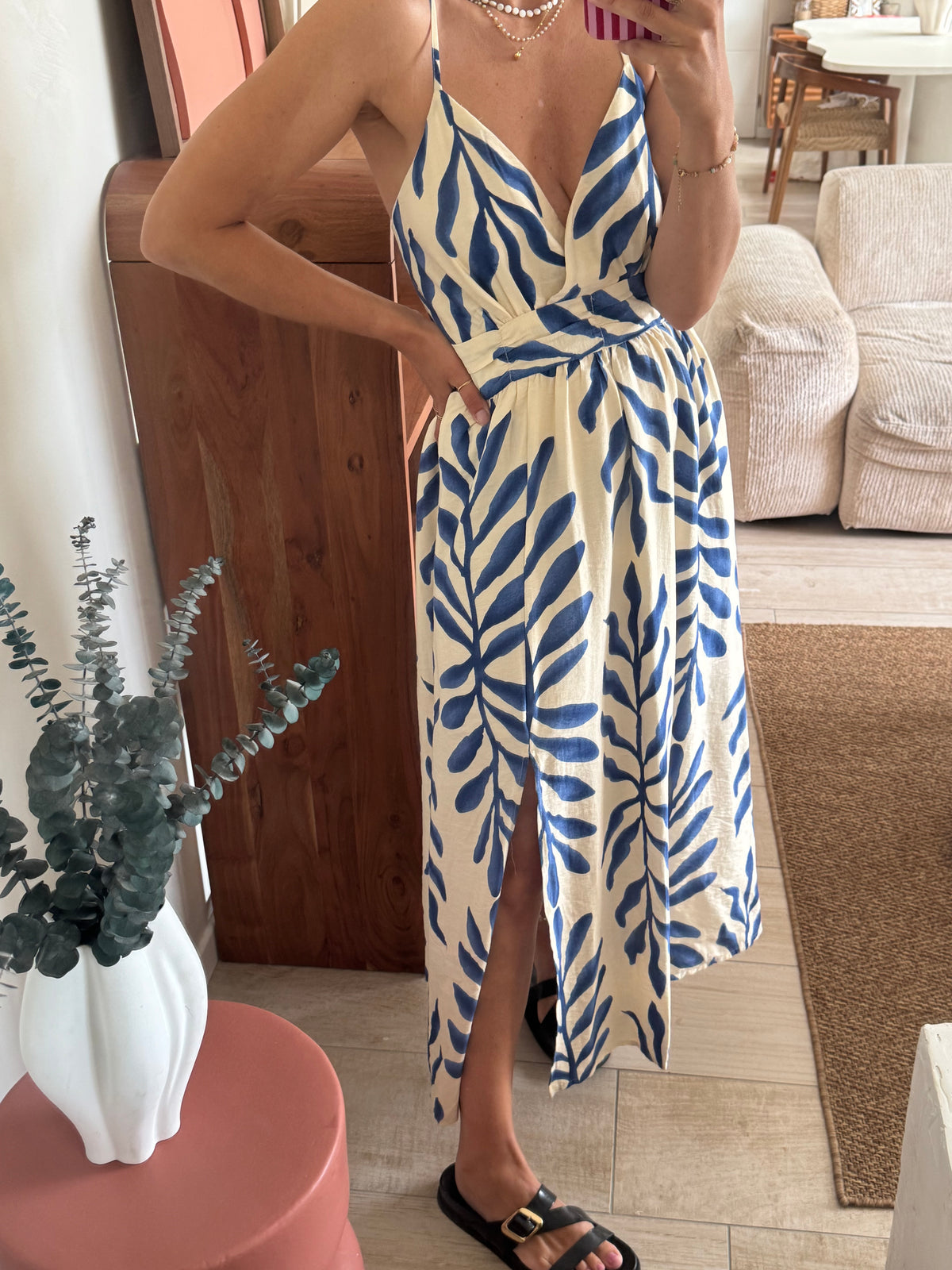 Robe écru et bleu Fanny