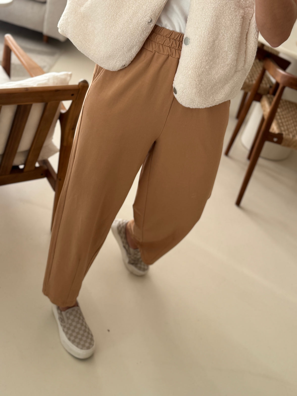 Pantalon barrel camel
