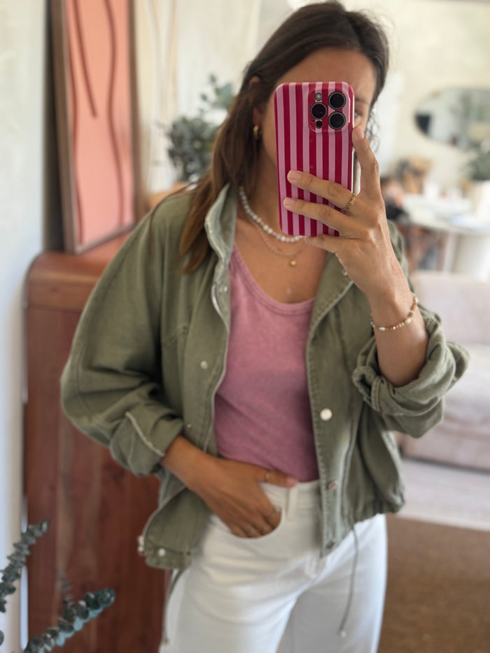 Veste en jean kaki