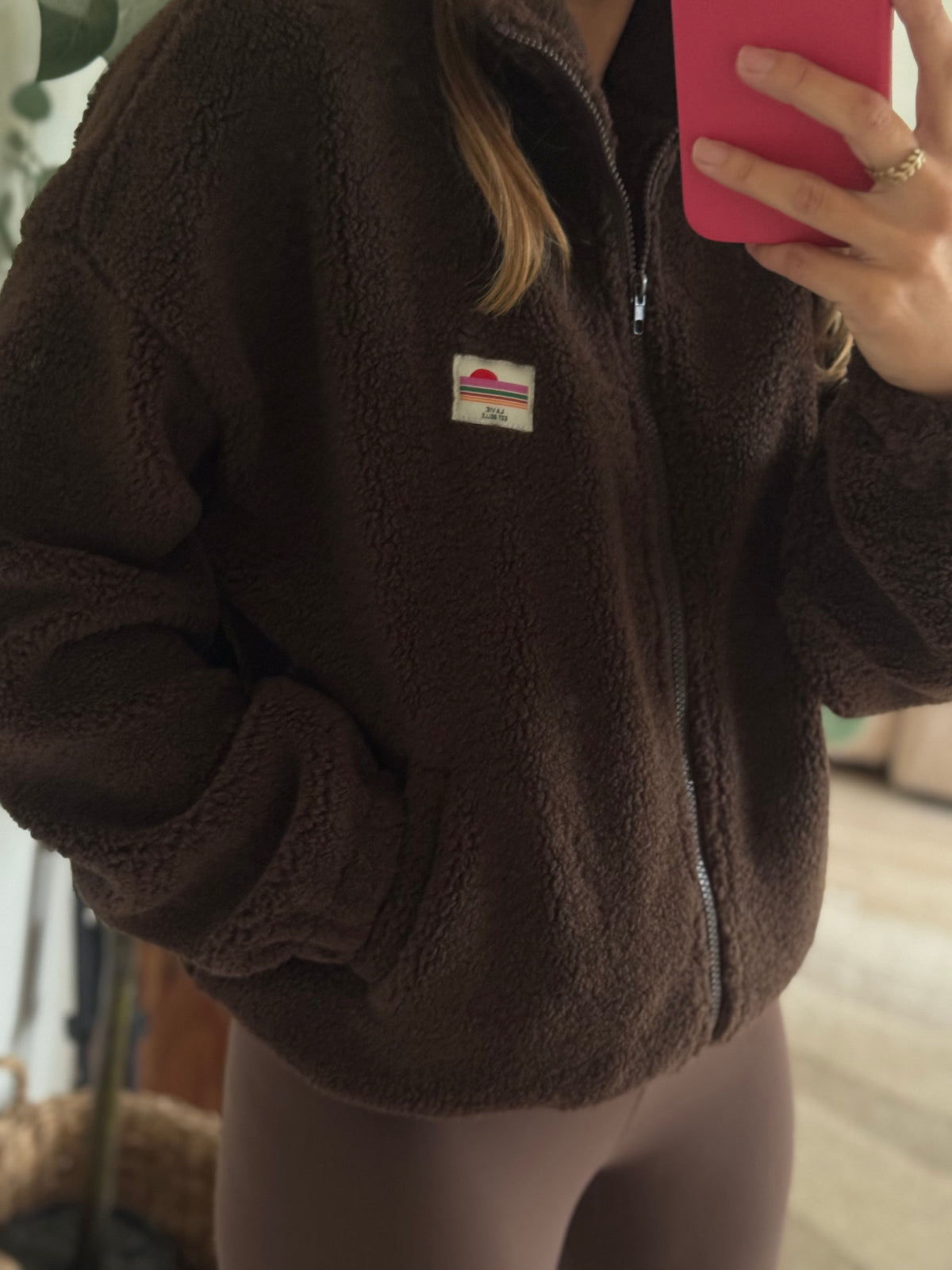 Polaire zippée marron effet teddy