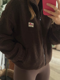 Polaire zippée marron effet teddy