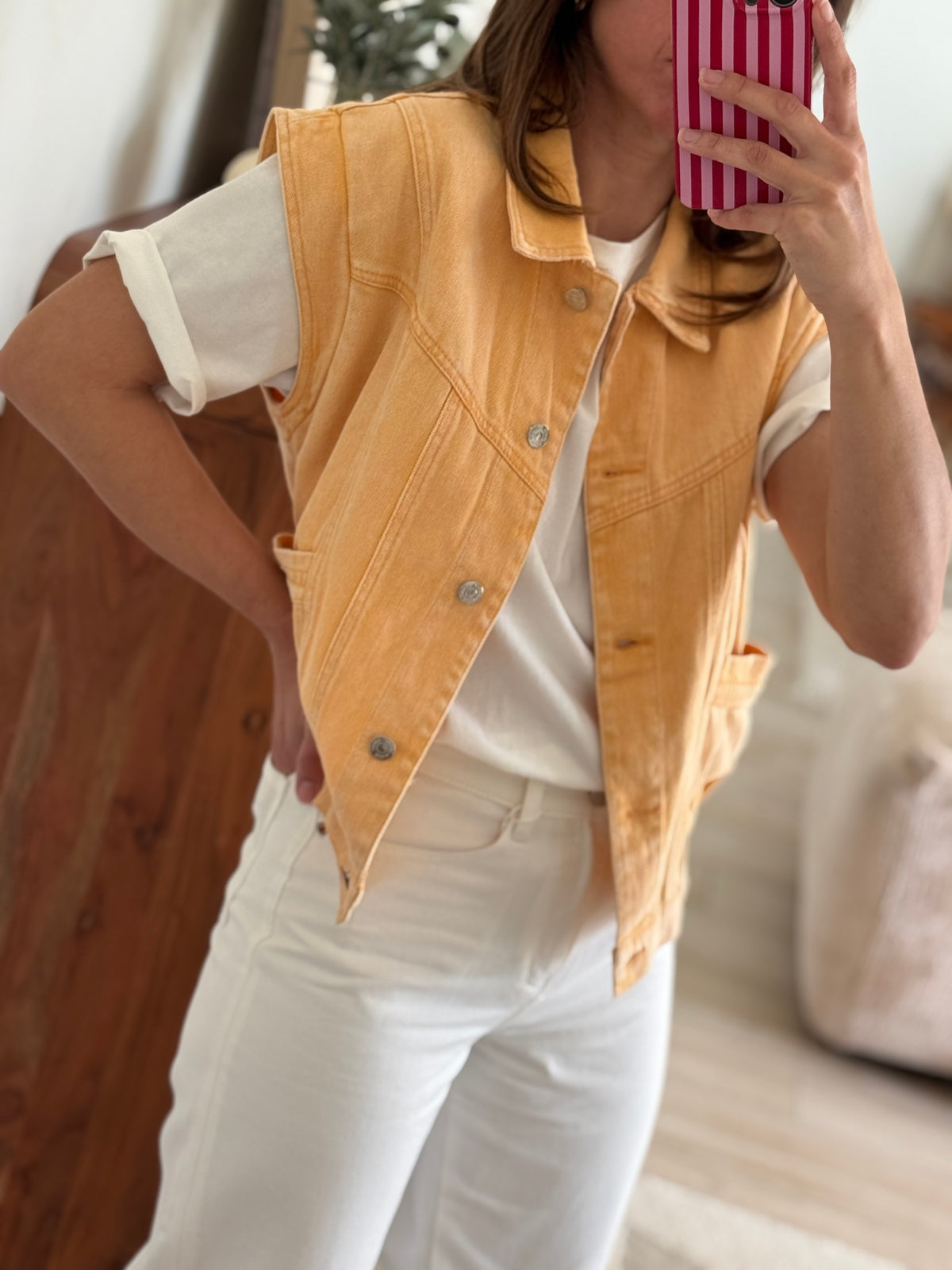 Veste en jean sans manche Violette