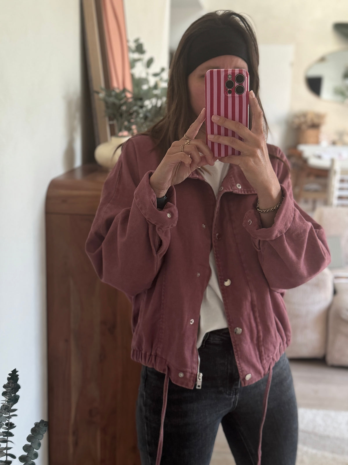 Veste en jean rose